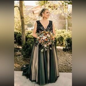 Black and Champagne Wedding Dress